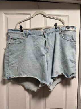 Abercrombie & Fitch Light Blue High-Rise Cutoff Denim Shorts